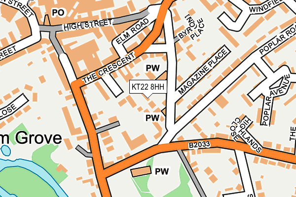 KT22 8HH map - OS OpenMap – Local (Ordnance Survey)