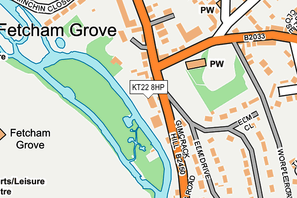 KT22 8HP map - OS OpenMap – Local (Ordnance Survey)