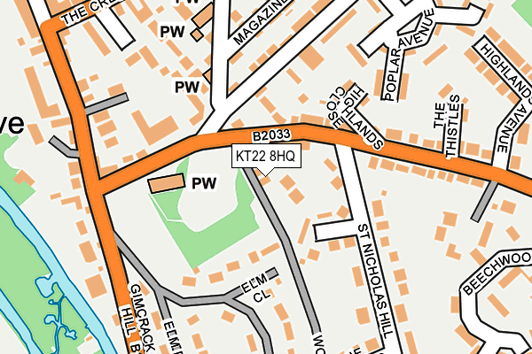 KT22 8HQ map - OS OpenMap – Local (Ordnance Survey)