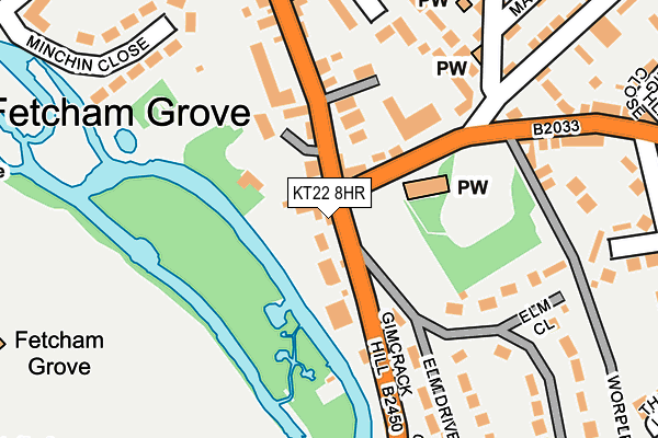 KT22 8HR map - OS OpenMap – Local (Ordnance Survey)