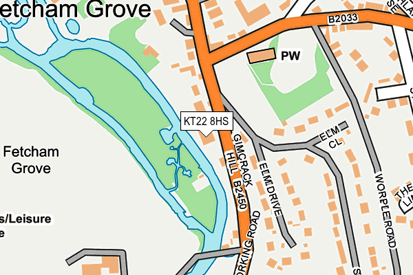 KT22 8HS map - OS OpenMap – Local (Ordnance Survey)