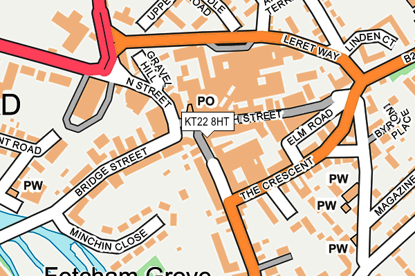 KT22 8HT map - OS OpenMap – Local (Ordnance Survey)