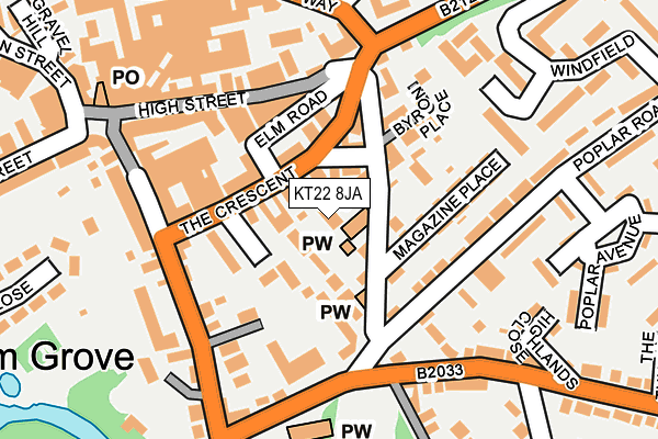 KT22 8JA map - OS OpenMap – Local (Ordnance Survey)
