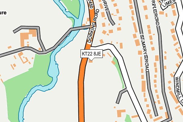 KT22 8JE map - OS OpenMap – Local (Ordnance Survey)
