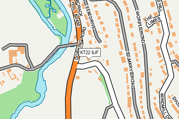 KT22 8JF map - OS OpenMap – Local (Ordnance Survey)