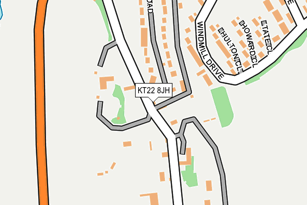 KT22 8JH map - OS OpenMap – Local (Ordnance Survey)