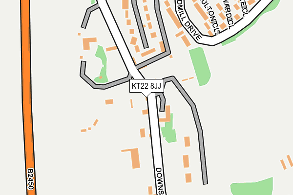KT22 8JJ map - OS OpenMap – Local (Ordnance Survey)