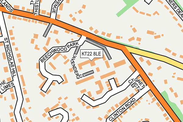 KT22 8LE map - OS OpenMap – Local (Ordnance Survey)