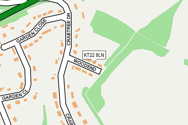 KT22 8LN map - OS OpenMap – Local (Ordnance Survey)