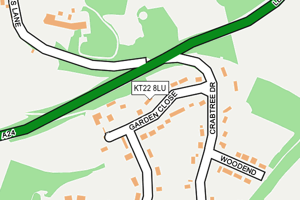 KT22 8LU map - OS OpenMap – Local (Ordnance Survey)