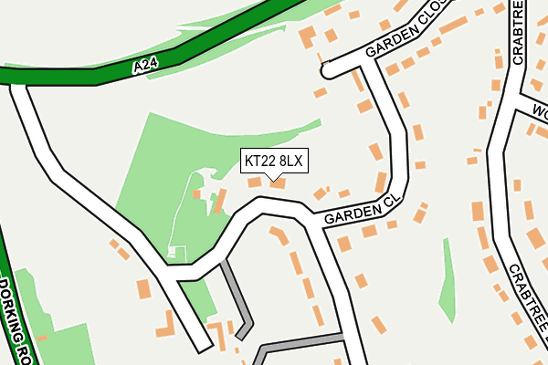 KT22 8LX map - OS OpenMap – Local (Ordnance Survey)