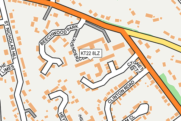 KT22 8LZ map - OS OpenMap – Local (Ordnance Survey)