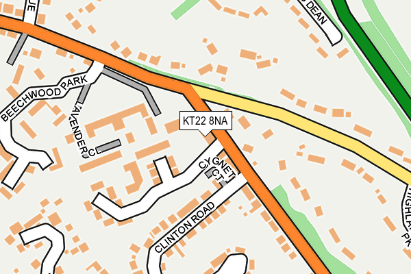 KT22 8NA map - OS OpenMap – Local (Ordnance Survey)