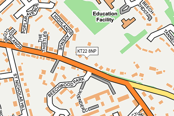 KT22 8NP map - OS OpenMap – Local (Ordnance Survey)