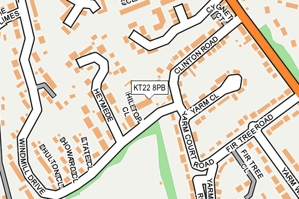 KT22 8PB map - OS OpenMap – Local (Ordnance Survey)