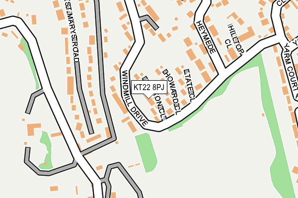 KT22 8PJ map - OS OpenMap – Local (Ordnance Survey)
