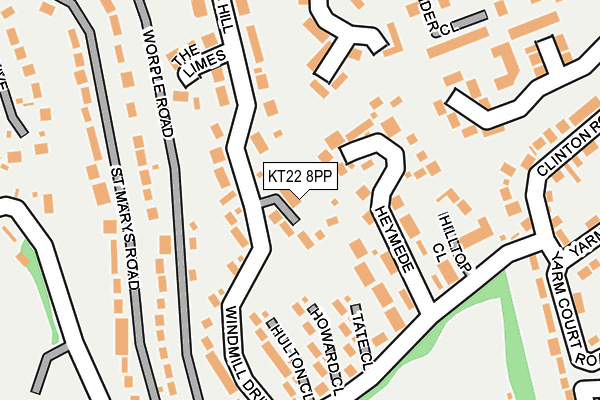 KT22 8PP map - OS OpenMap – Local (Ordnance Survey)
