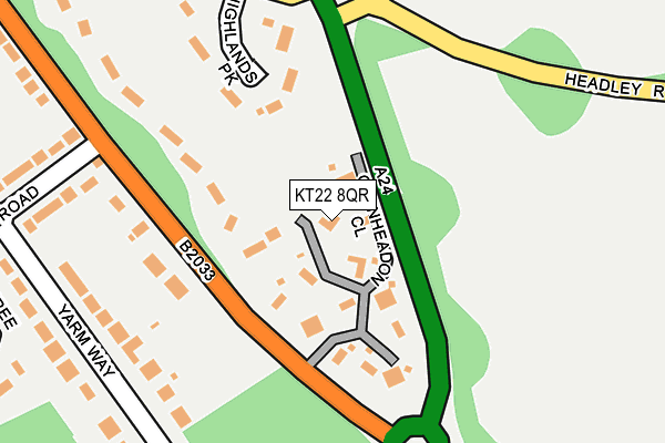 KT22 8QR map - OS OpenMap – Local (Ordnance Survey)