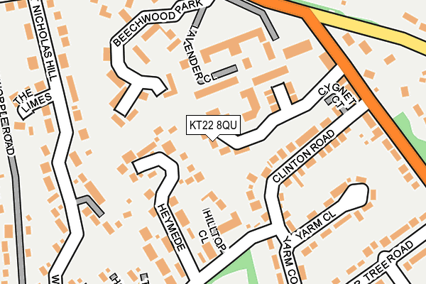 KT22 8QU map - OS OpenMap – Local (Ordnance Survey)