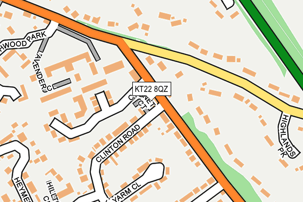 KT22 8QZ map - OS OpenMap – Local (Ordnance Survey)