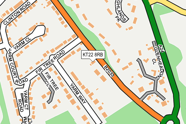 KT22 8RB map - OS OpenMap – Local (Ordnance Survey)