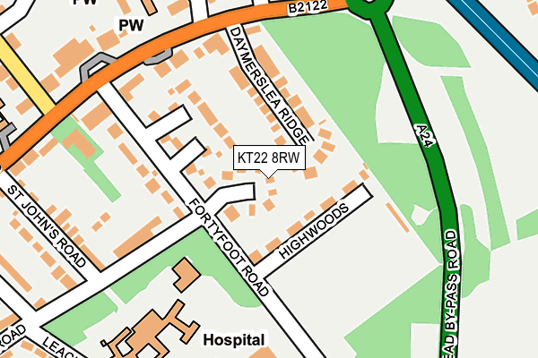 KT22 8RW map - OS OpenMap – Local (Ordnance Survey)