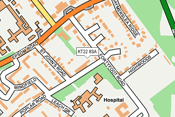 KT22 8SA map - OS OpenMap – Local (Ordnance Survey)