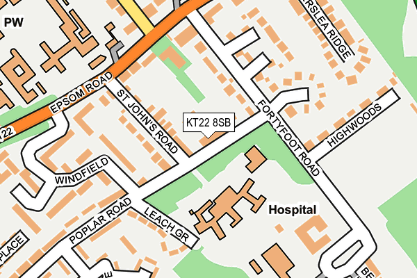 KT22 8SB map - OS OpenMap – Local (Ordnance Survey)