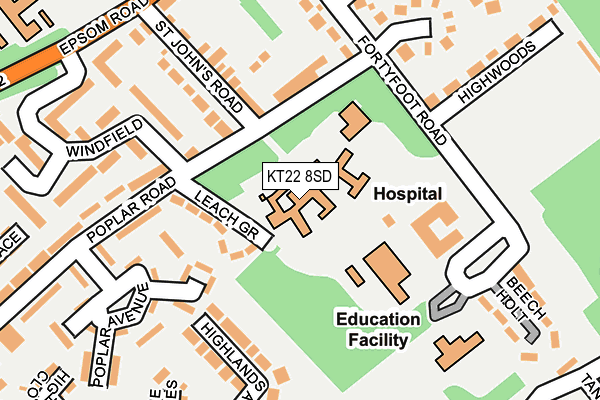 KT22 8SD map - OS OpenMap – Local (Ordnance Survey)
