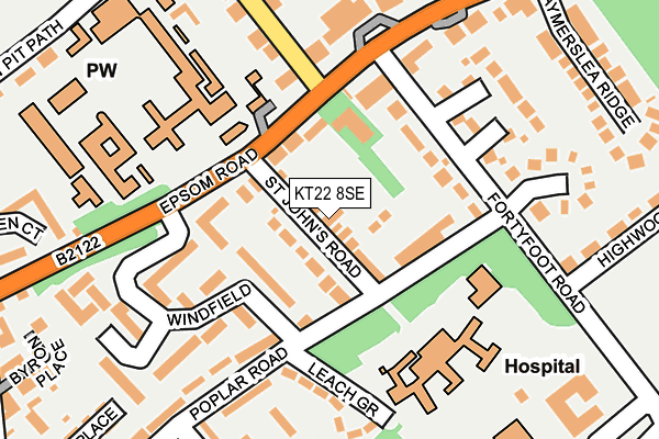 KT22 8SE map - OS OpenMap – Local (Ordnance Survey)