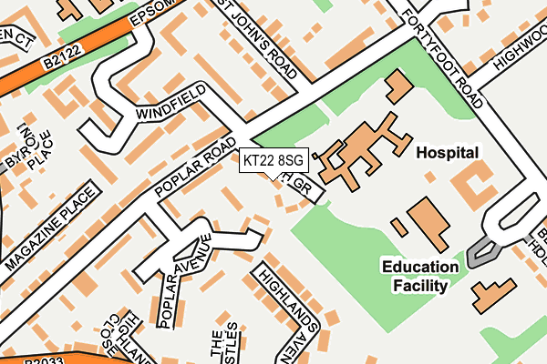 KT22 8SG map - OS OpenMap – Local (Ordnance Survey)