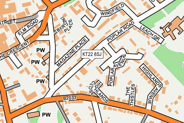 KT22 8SJ map - OS OpenMap – Local (Ordnance Survey)