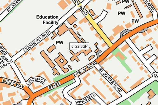 KT22 8SP map - OS OpenMap – Local (Ordnance Survey)