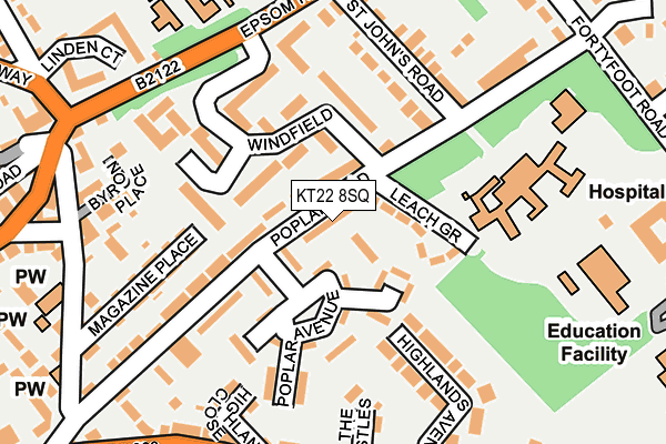 KT22 8SQ map - OS OpenMap – Local (Ordnance Survey)