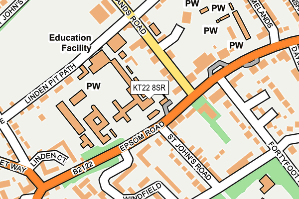 KT22 8SR map - OS OpenMap – Local (Ordnance Survey)