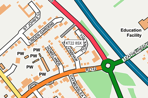 KT22 8SX map - OS OpenMap – Local (Ordnance Survey)