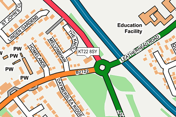 KT22 8SY map - OS OpenMap – Local (Ordnance Survey)