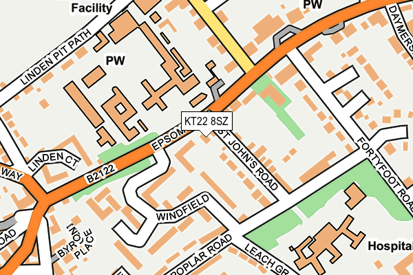 KT22 8SZ map - OS OpenMap – Local (Ordnance Survey)