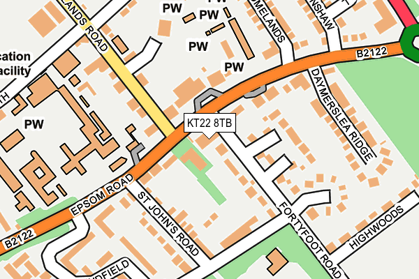 KT22 8TB map - OS OpenMap – Local (Ordnance Survey)