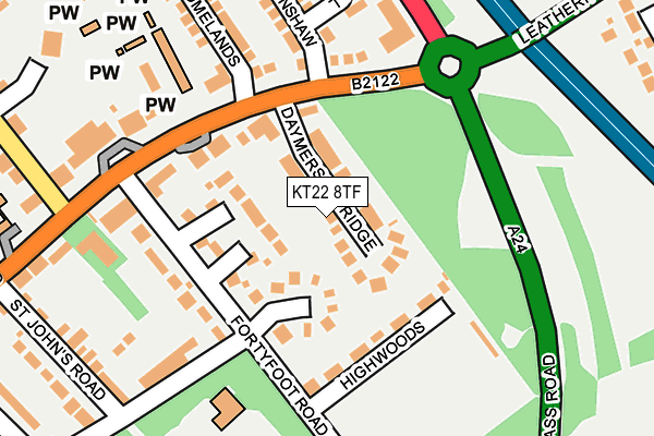KT22 8TF map - OS OpenMap – Local (Ordnance Survey)