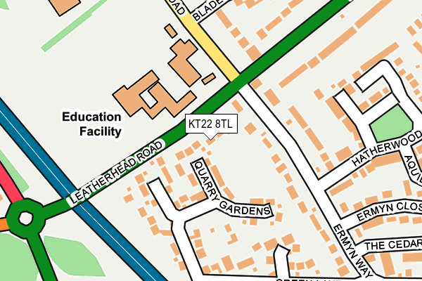 KT22 8TL map - OS OpenMap – Local (Ordnance Survey)