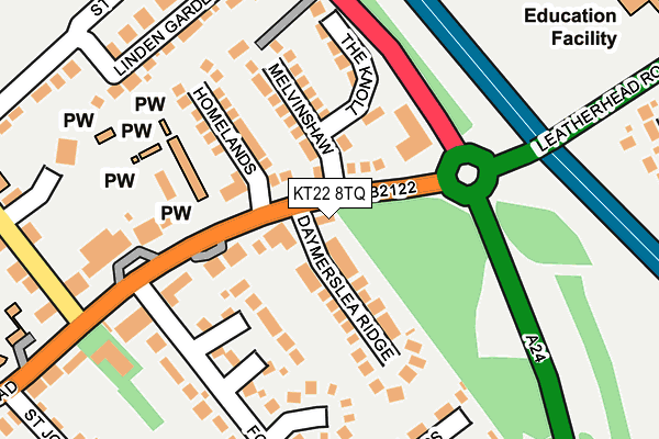 KT22 8TQ map - OS OpenMap – Local (Ordnance Survey)