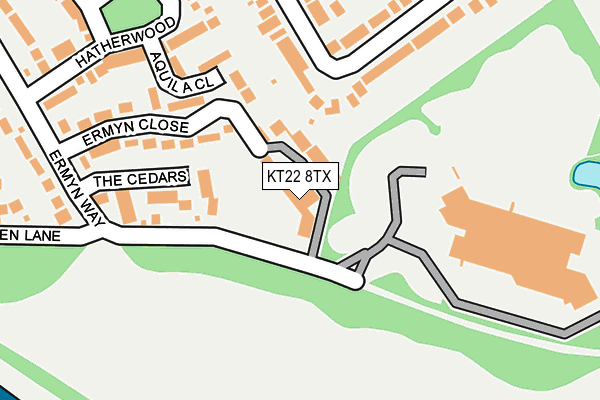 KT22 8TX map - OS OpenMap – Local (Ordnance Survey)