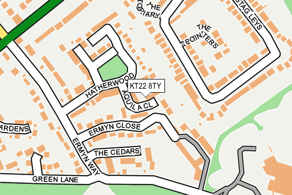 KT22 8TY map - OS OpenMap – Local (Ordnance Survey)