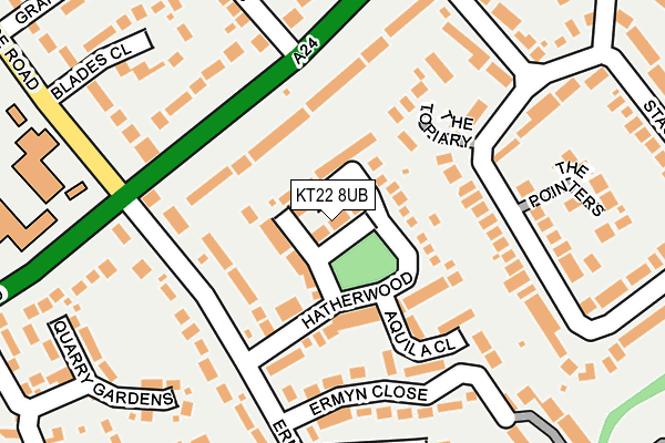 KT22 8UB map - OS OpenMap – Local (Ordnance Survey)