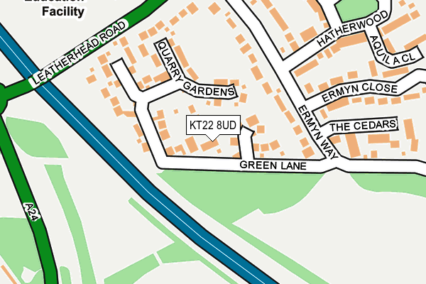 KT22 8UD map - OS OpenMap – Local (Ordnance Survey)