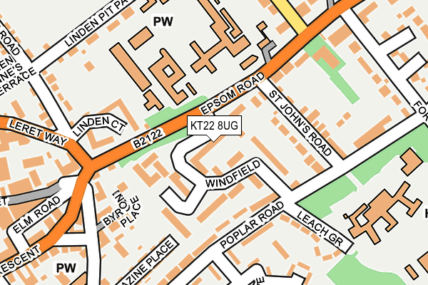 KT22 8UG map - OS OpenMap – Local (Ordnance Survey)
