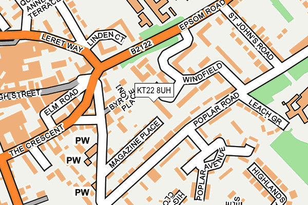 KT22 8UH map - OS OpenMap – Local (Ordnance Survey)