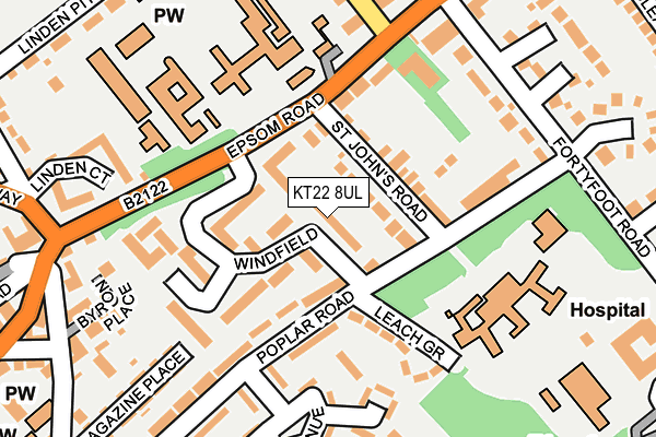 KT22 8UL map - OS OpenMap – Local (Ordnance Survey)