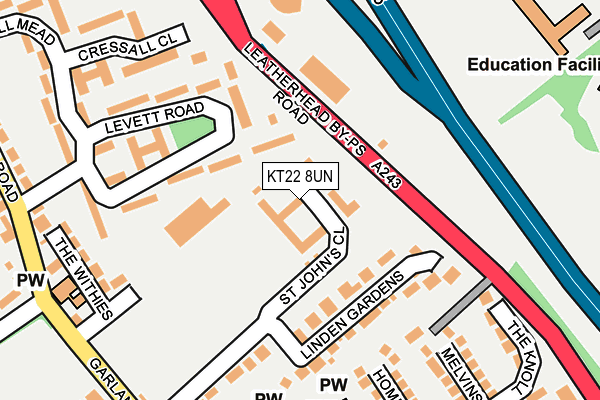 KT22 8UN map - OS OpenMap – Local (Ordnance Survey)